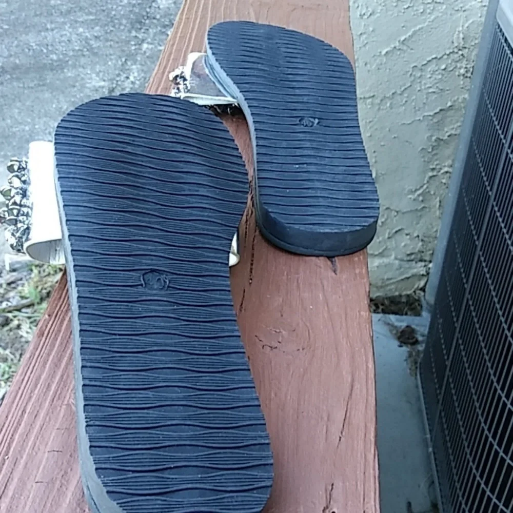 Black Sequin Slides Sandals Size 10 Y2K